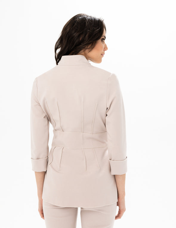 Back view of the Renuar Tie Front Jacket - Bone