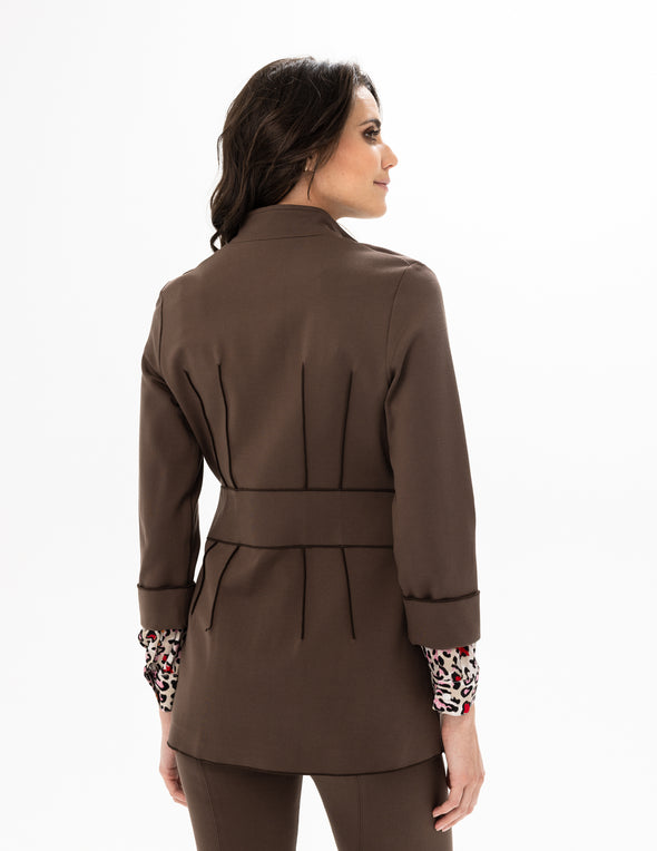 Renuar Tie Front Jacket - Chocolate