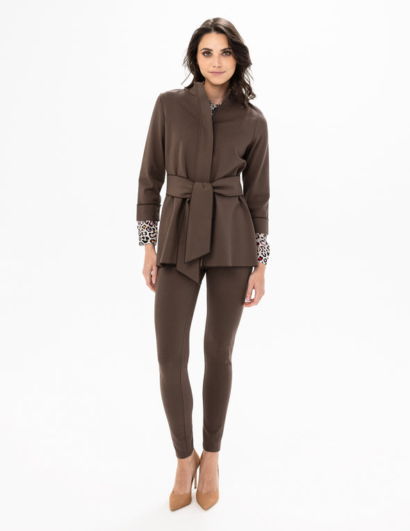 Renuar Tie Front Jacket - Chocolate