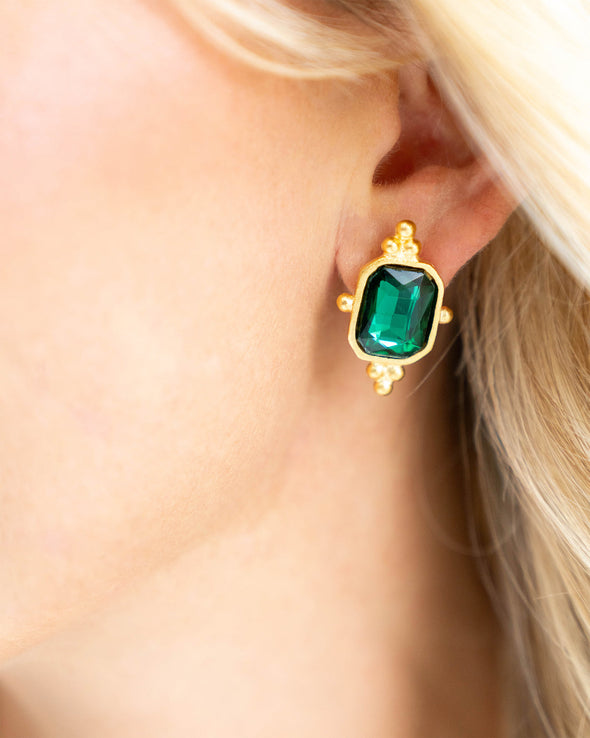 Model in the Susan Shaw Collins Studs - Evergreen