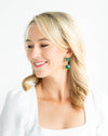 Model in the Susan Shaw Cosmopolitan Earrings - Evergreen