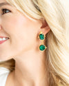 Model In the Susan Shaw Cosmopolitan Earrings - Evergreen