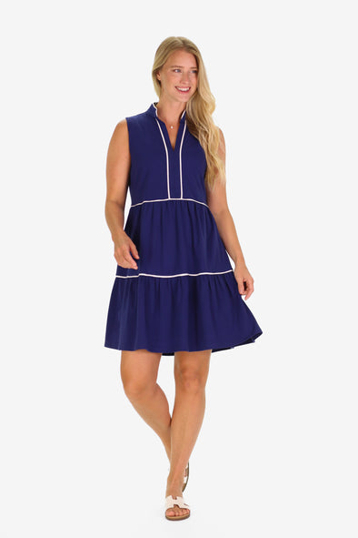 Front view of the Duffield Lane Robin Dress - Royal Navy