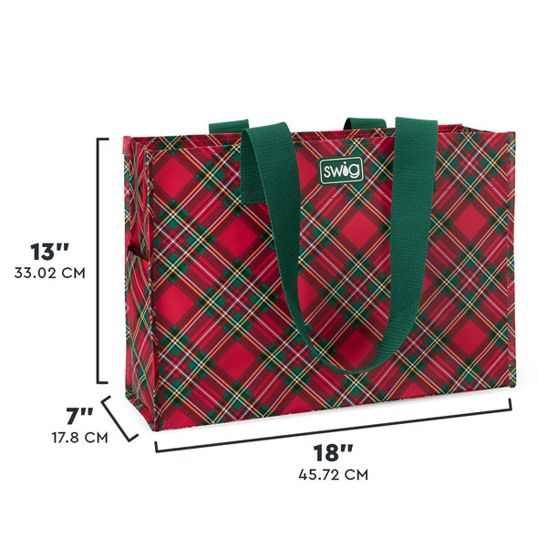 Swig Christmas Plaid Reusable Bag - Large