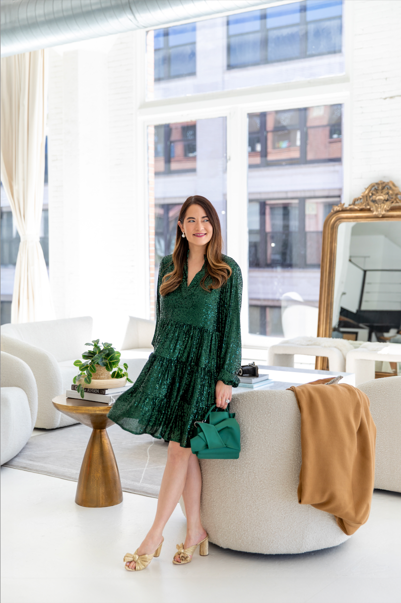 Sail to Sable x Style Charade Charlotte Sequin Dress in Emerald Medium Sail to Sable x Style Charade Charlotte Sequin Dress in Emerald Medium