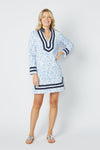 Full body view of Sail To Sable Classic Tunic Dress - French Terry Floral Vine
