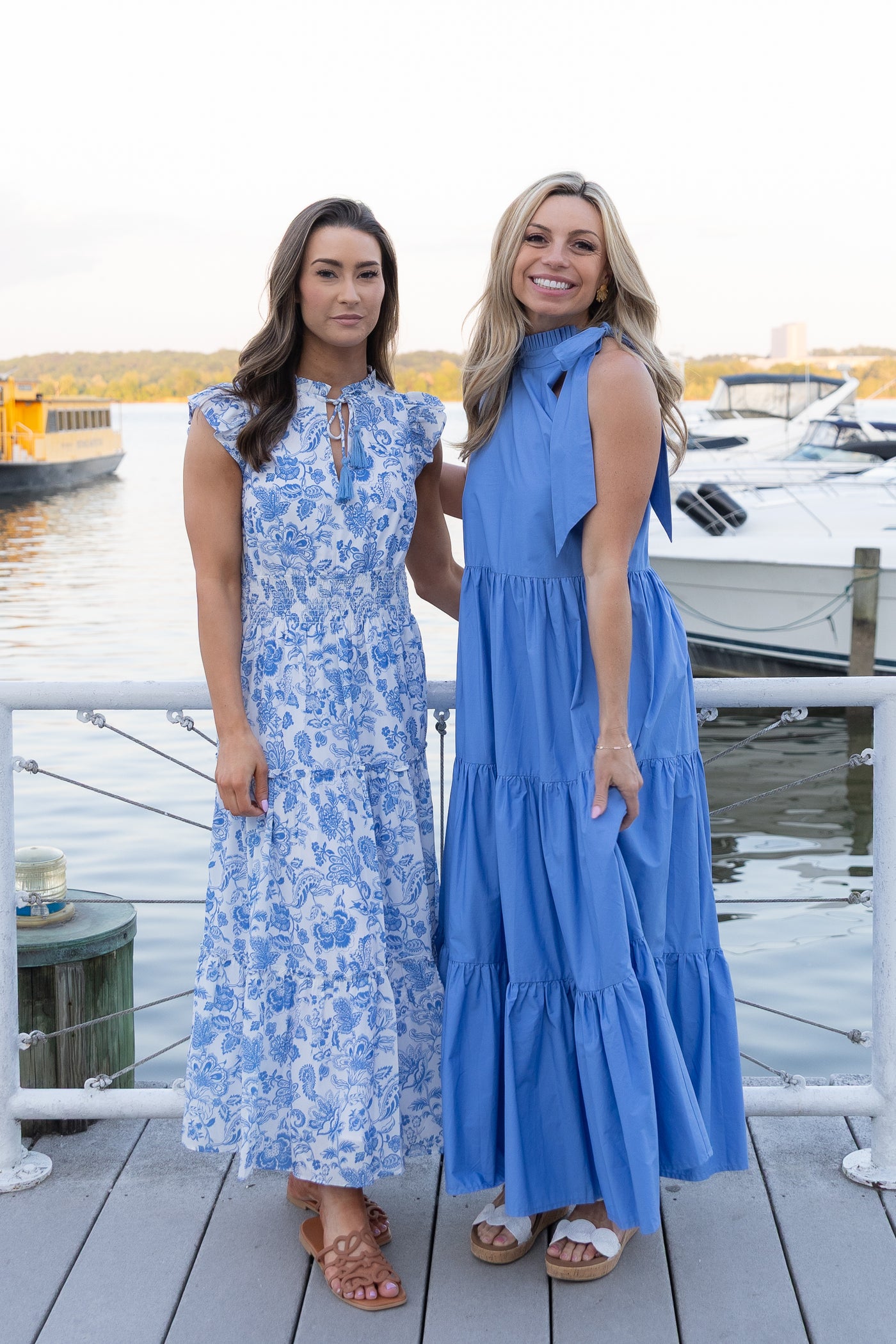 blue tie neck dress Betsy & Adam Women's Ombre Sleeveless Draped Halter Gown - Navy/Teal