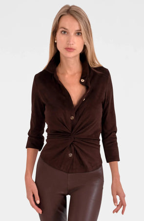 Gretchen Scott Twist & Shout Top - Ultra Suede - Espresso