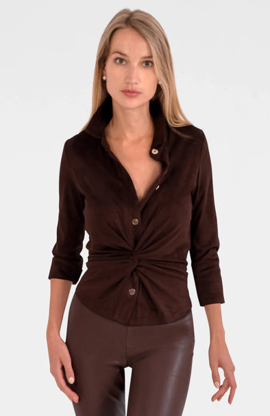 Gretchen Scott Twist & Shout Top Ultra Suede Espresso