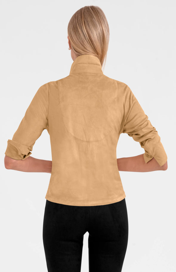 Back view of the  Gretchen Scott Twist and Shout in Ultra Suede - Khaki