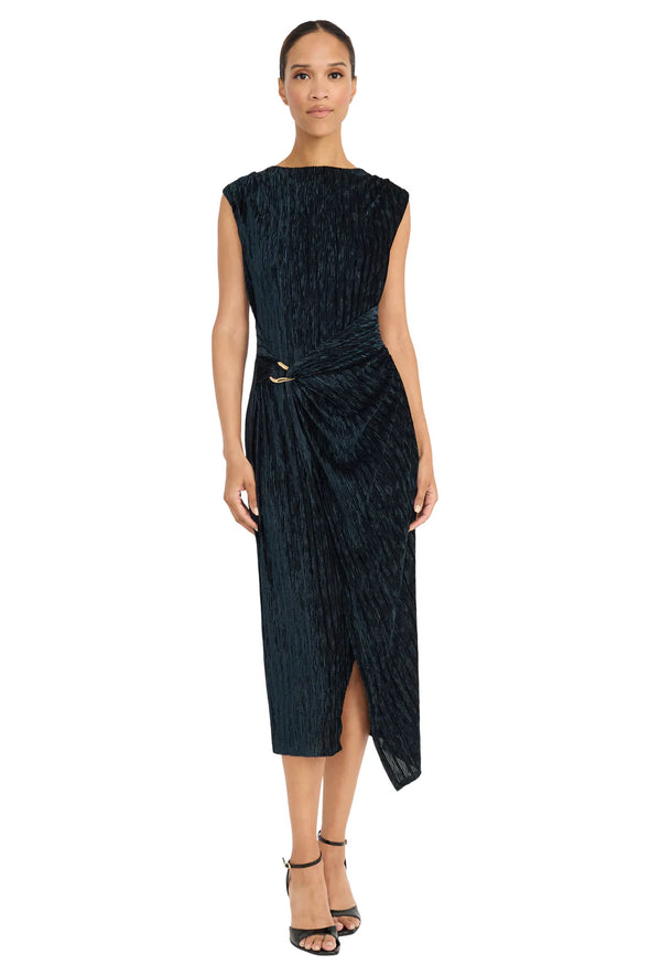 Isadora Velvet Midi Dress - Sprce Teal