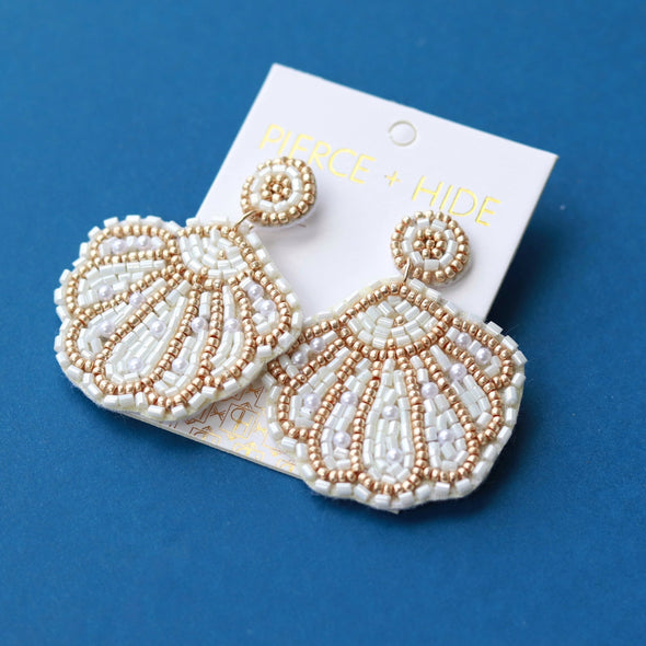 Beaded Clam Earring