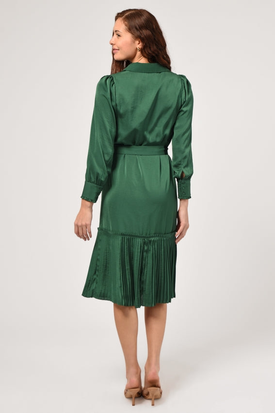 Margie Pleated Long Sleeve Dress