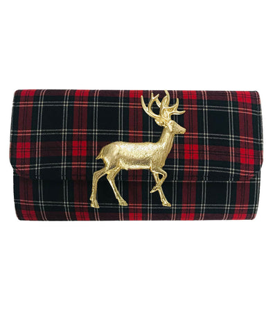 Lisi Lerch Avery Reindeer Clutch - Red Plaid