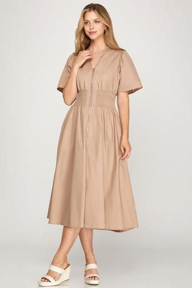 Regina Midi Dress - Taupe