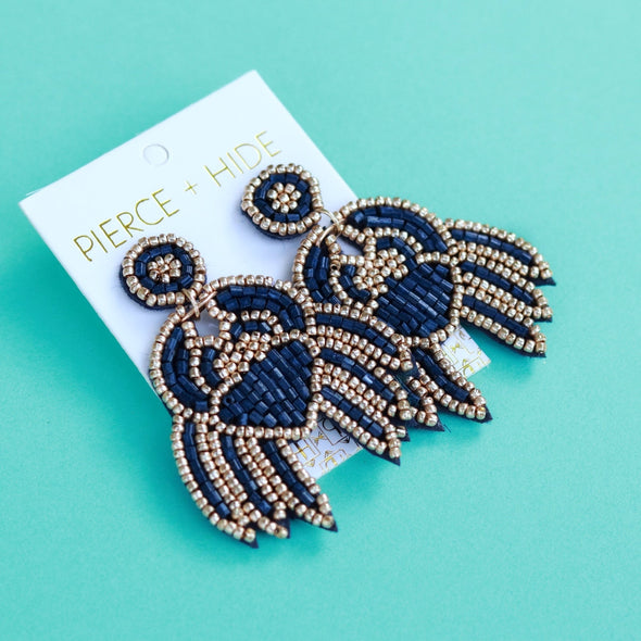 Beaded Crab Earring - Navy