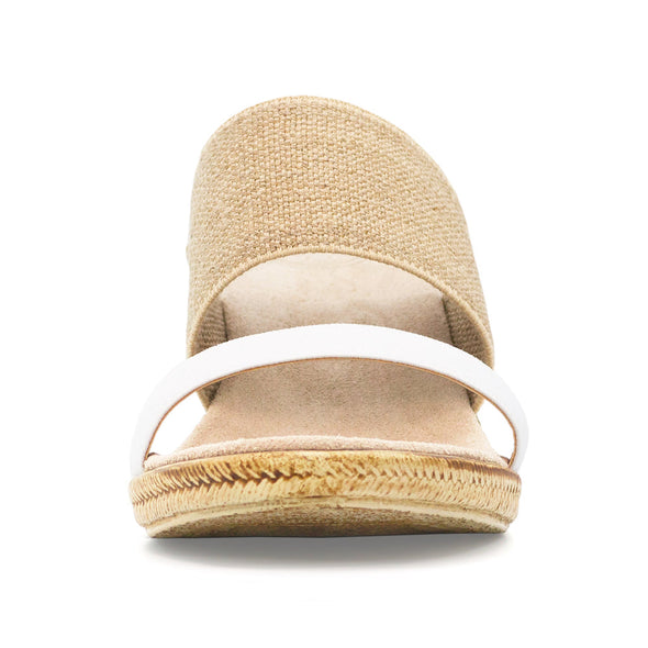 Charleston Backless Cooper Sandals - White Linen