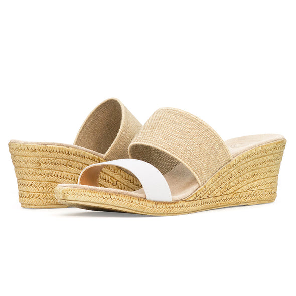 Charleston Backless Cooper Sandals - White Linen