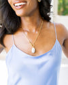 the Susan Shaw Liza Necklace on a models neck 