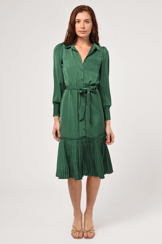 Margie Pleated Long Sleeve Dress