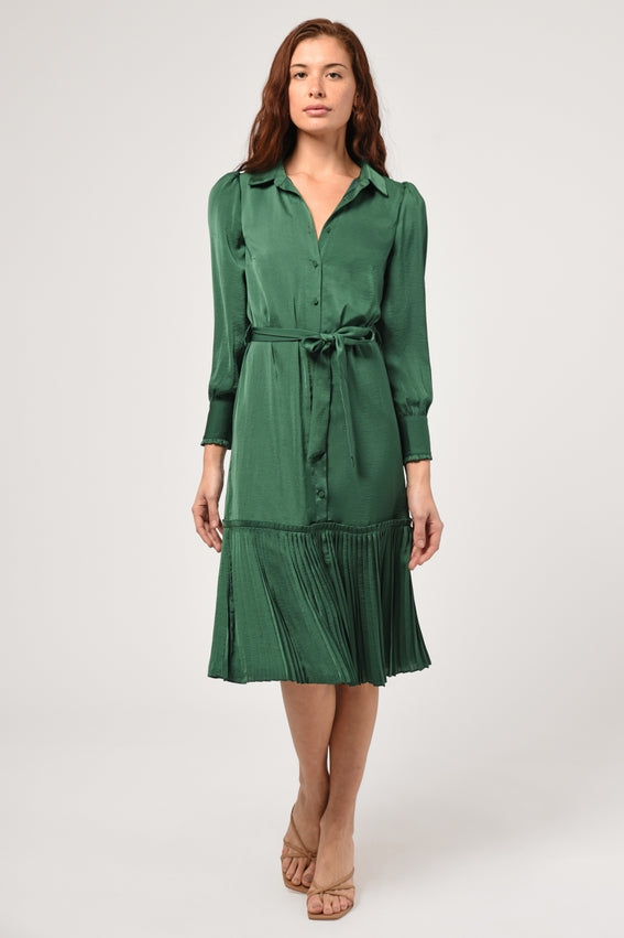Margie Pleated Long Sleeve Dress