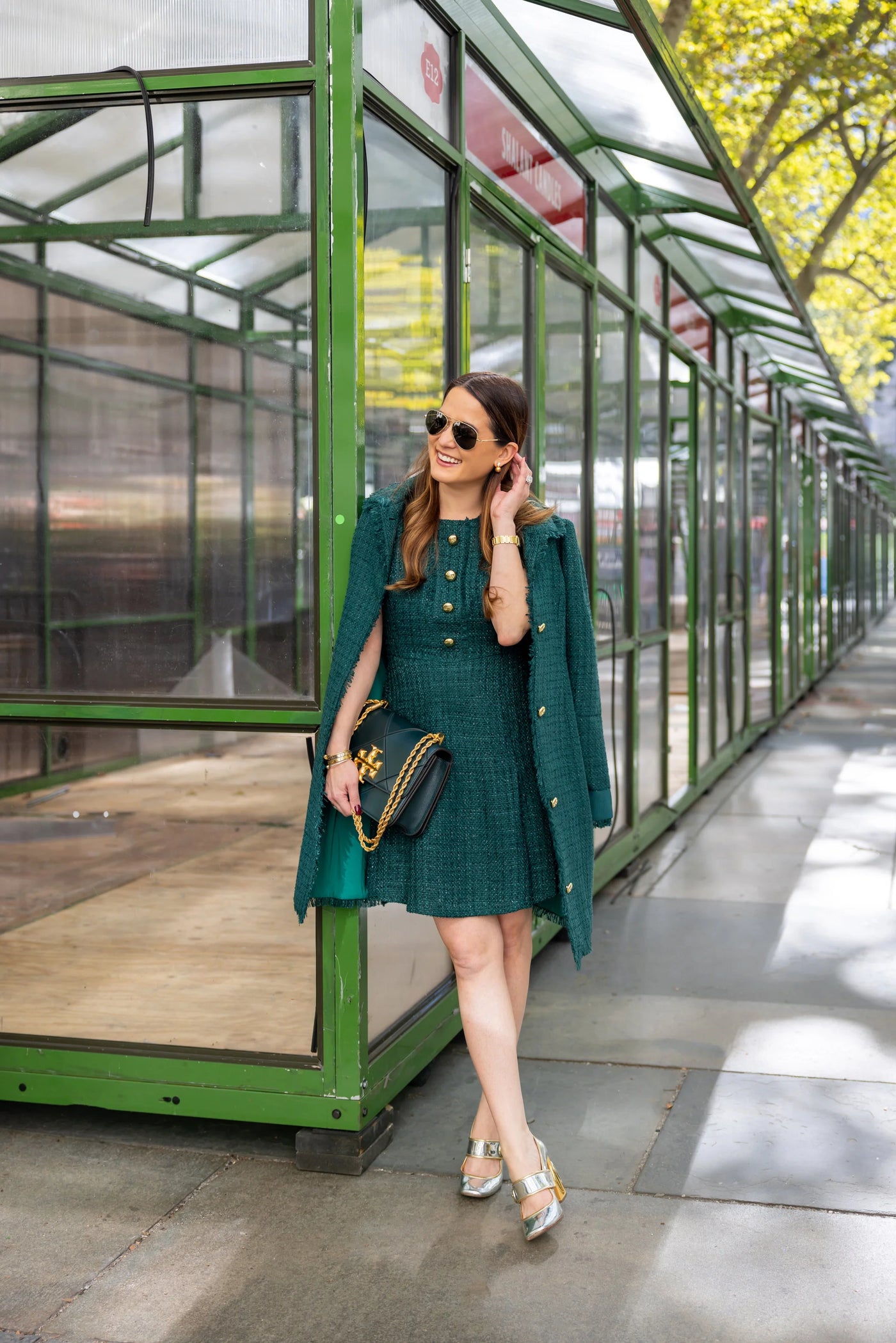 Sail To Sable Emerald Dylan Tweed Dress Emerald / XS / SCH2405 Sail To Sable Emerald Dylan Tweed Dress Emerald / XS / SCH2405