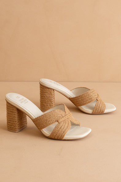 The Santiago Raffia Summer Heel - Toffee