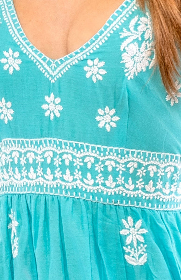 Gretchen Scott Fiesta Time Dress - Turquoise/White
