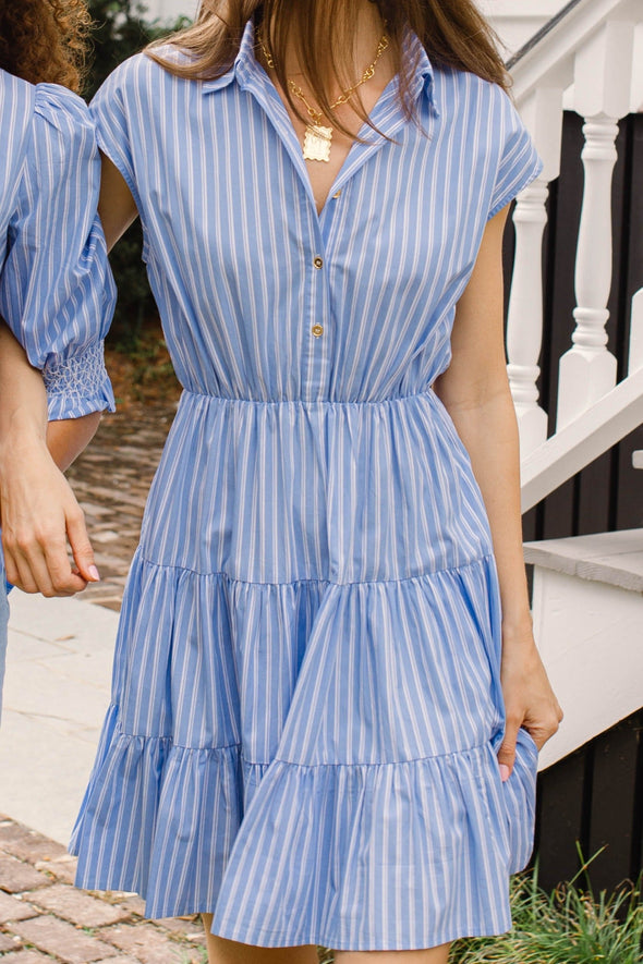 Duffield Lane Valencia Dress - Light Blue Double Stripe