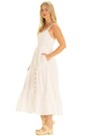 Side View of Duffield Lane Duxbury Dress in White Eyelet