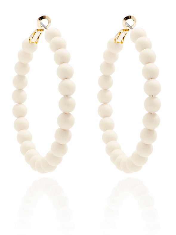 Zenzii Matte Beaded Hoop Earring - Cream