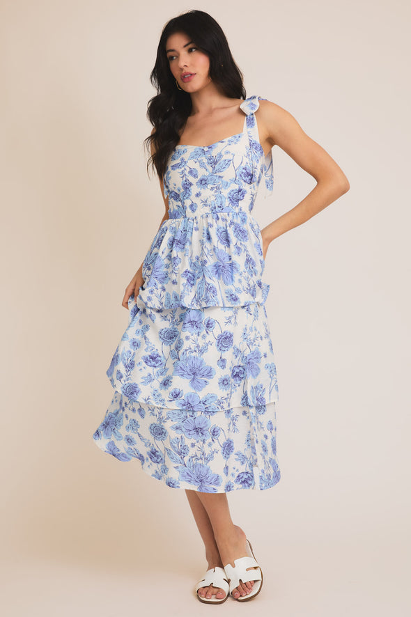 Coastal Blossom Midi Dress