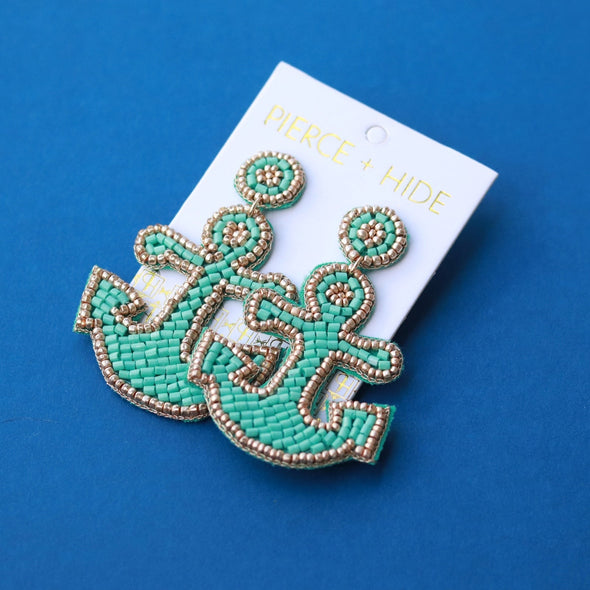 Beaded Anchor Earring - Mint