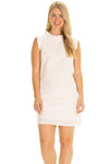 Front View of Duffield Lane Evelyn Dress in White Eyelet