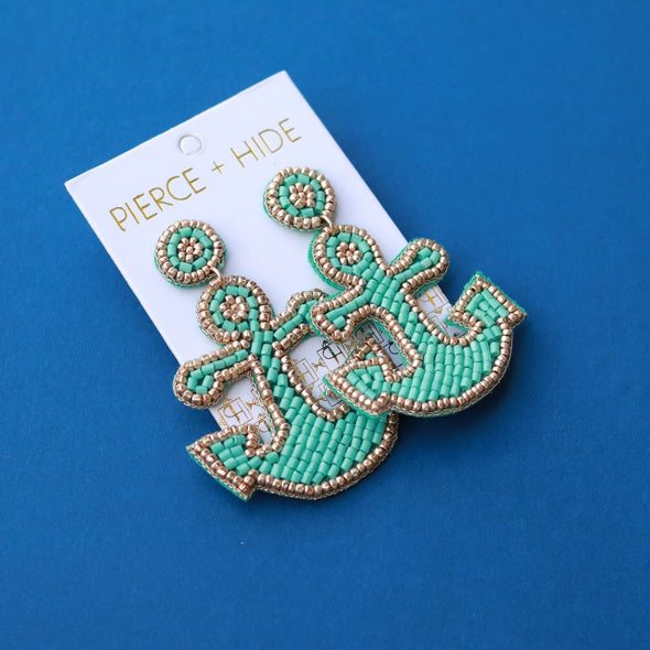 Beaded Anchor Earring - Mint