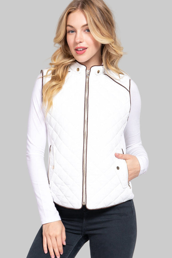 Diamond Quilted Vest - White