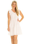 Front View of Duffield Lane Gwen Dress in White Eyelet