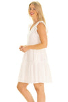 Side View of Duffield Lane Gwen Dress in White Eyelet