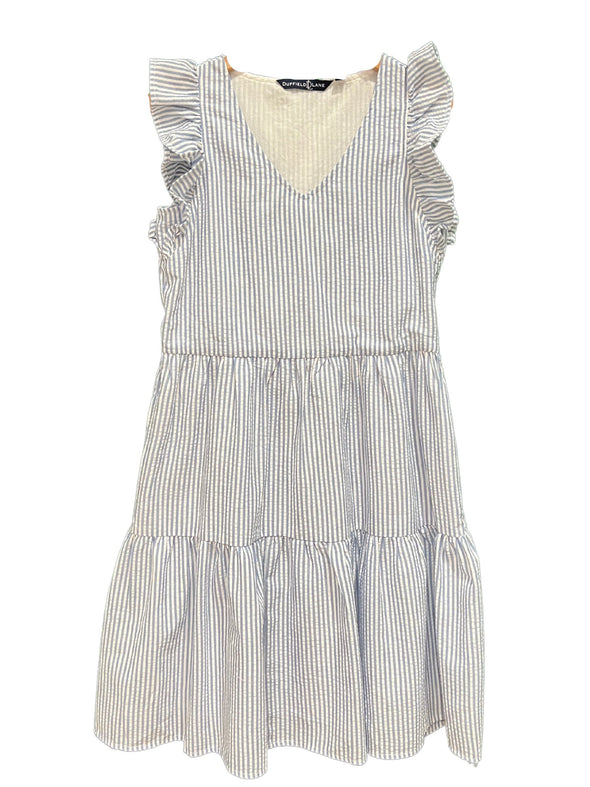 Duffield Lane x Lucky Knot Exclusive Gwen Dress - Light Blue Seersucker