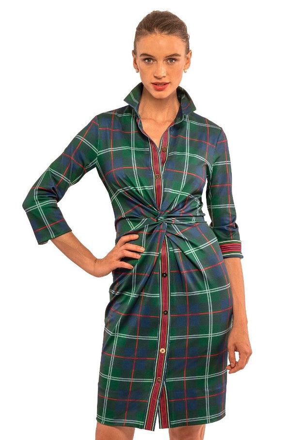 Gretchen Scott Twist & Shout Dress - Middleton Plaid - Green