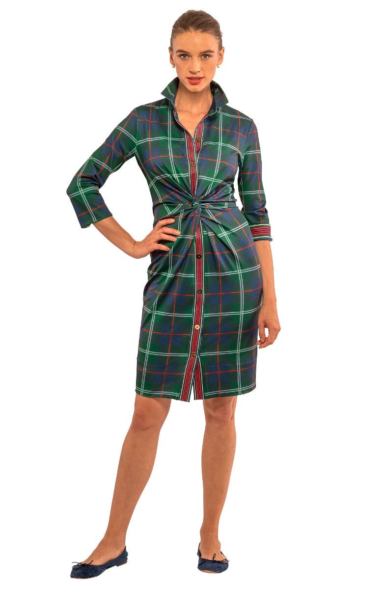 Gretchen Scott Twist and Shout Dress in Middleton Plaid Green X-Large Gretchen Scott Twist and Shout Dress in Middleton Plaid Green X-Large