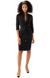 Full body view of the Gretchen Scott Twist & Shout Dress - Solid Black