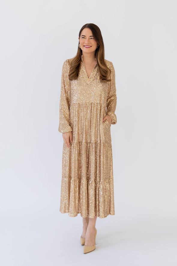 Sail To Sable Anne Sequin Maxi - Gold