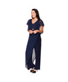 Full body view of the Last Tango Jumpsuit With Chiffon Overlay - Navy