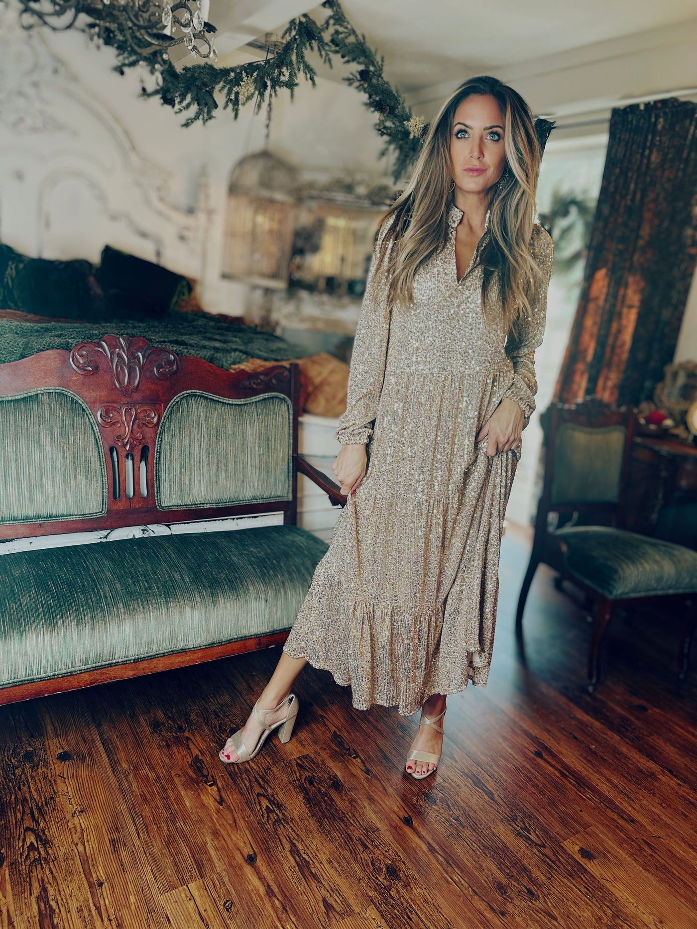 Sail To Sable x Style Charade Anne Sequin Maxi in Gold THE LUCKY KNOT Sail To Sable x Style Charade Anne Sequin Maxi in Gold THE LUCKY KNOT