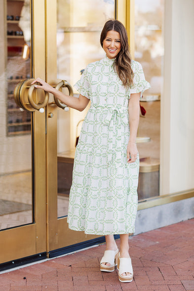 Front full body view of the J. Marie Loren Button Up Midi Dress