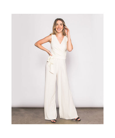 Full body view of the Last Tango Jumpsuit - Off White