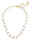 Flat Lay View of Zenzii Chunky Matte Beaded Necklace in Cream 