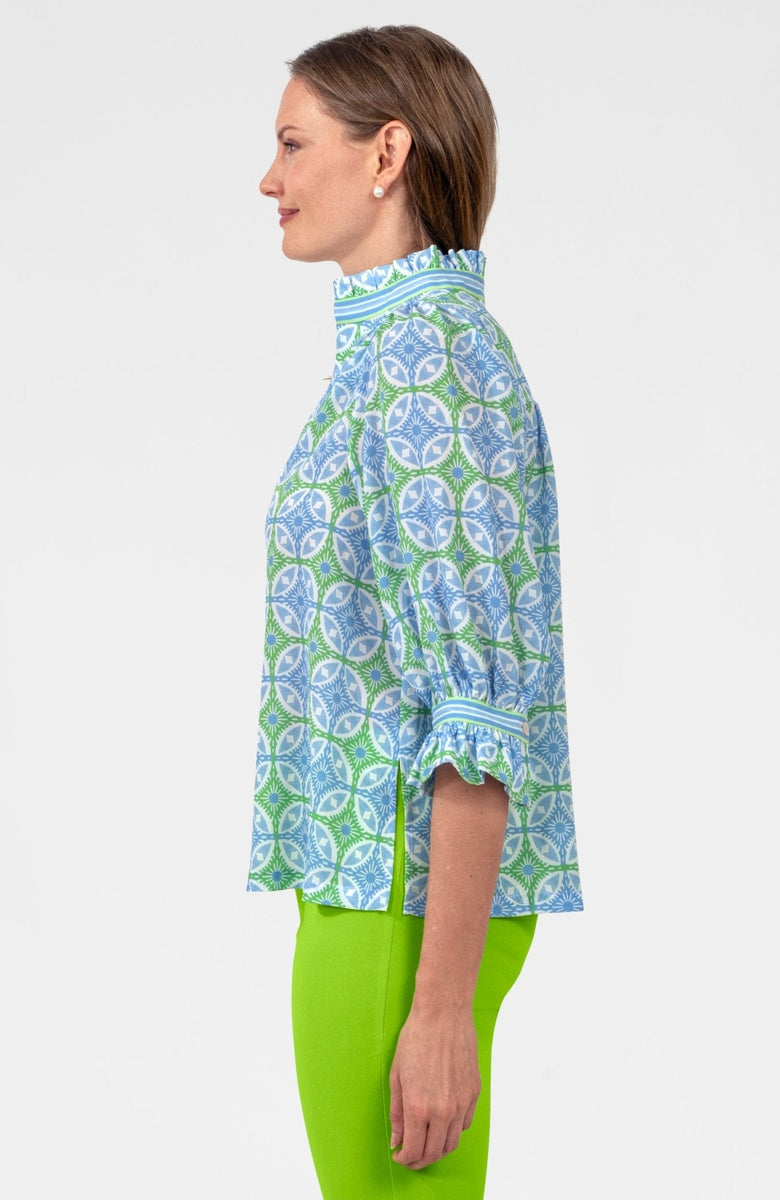 Gretchen Scott Ruffleneck Tunic - Smell The Roses - Kelly/Peri – THE ...