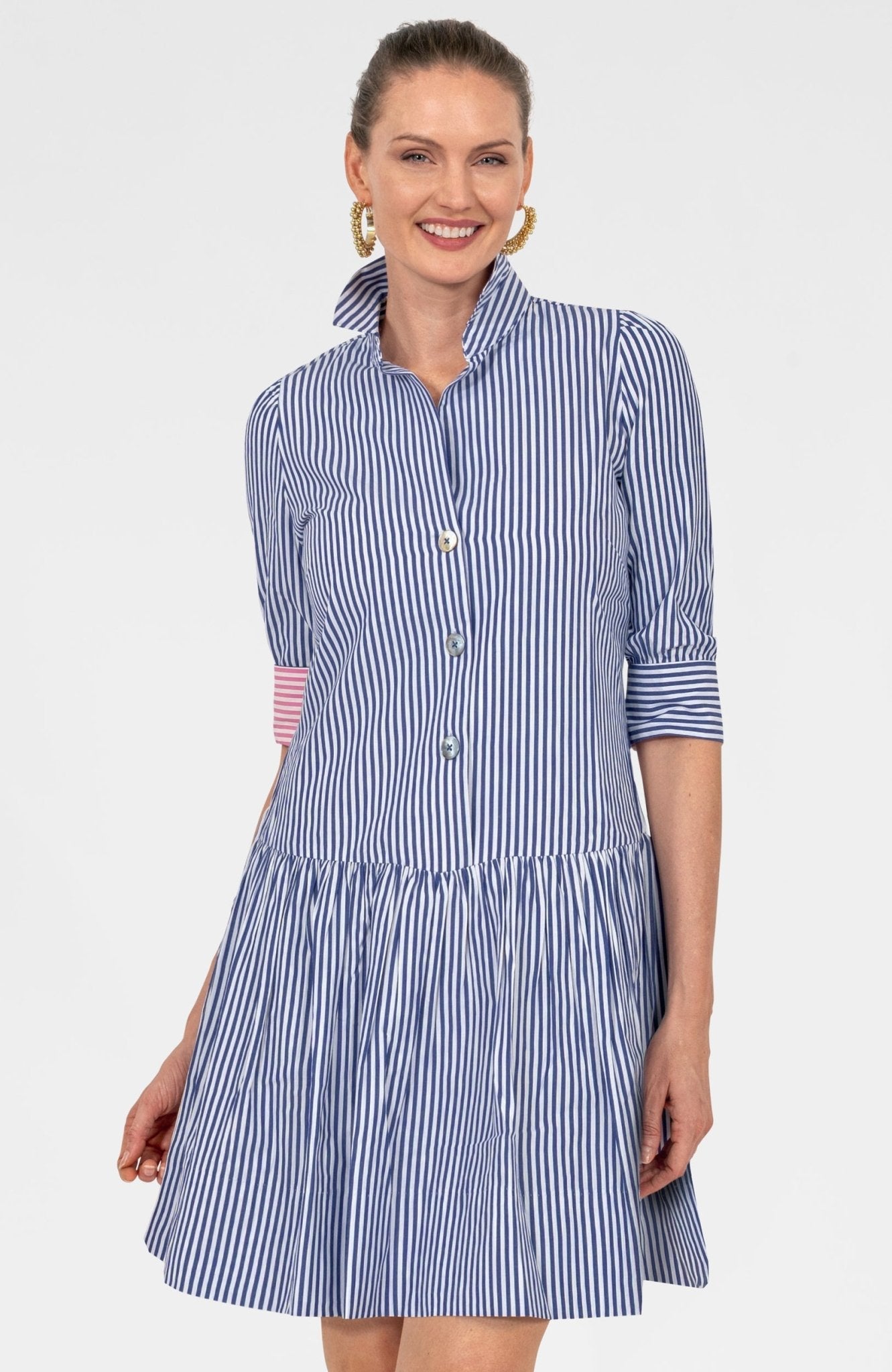 Gretchen Scott So Sweet Dress - Stripe - Navy Large Gretchen Scott So Sweet Dress - Stripe - Navy Large